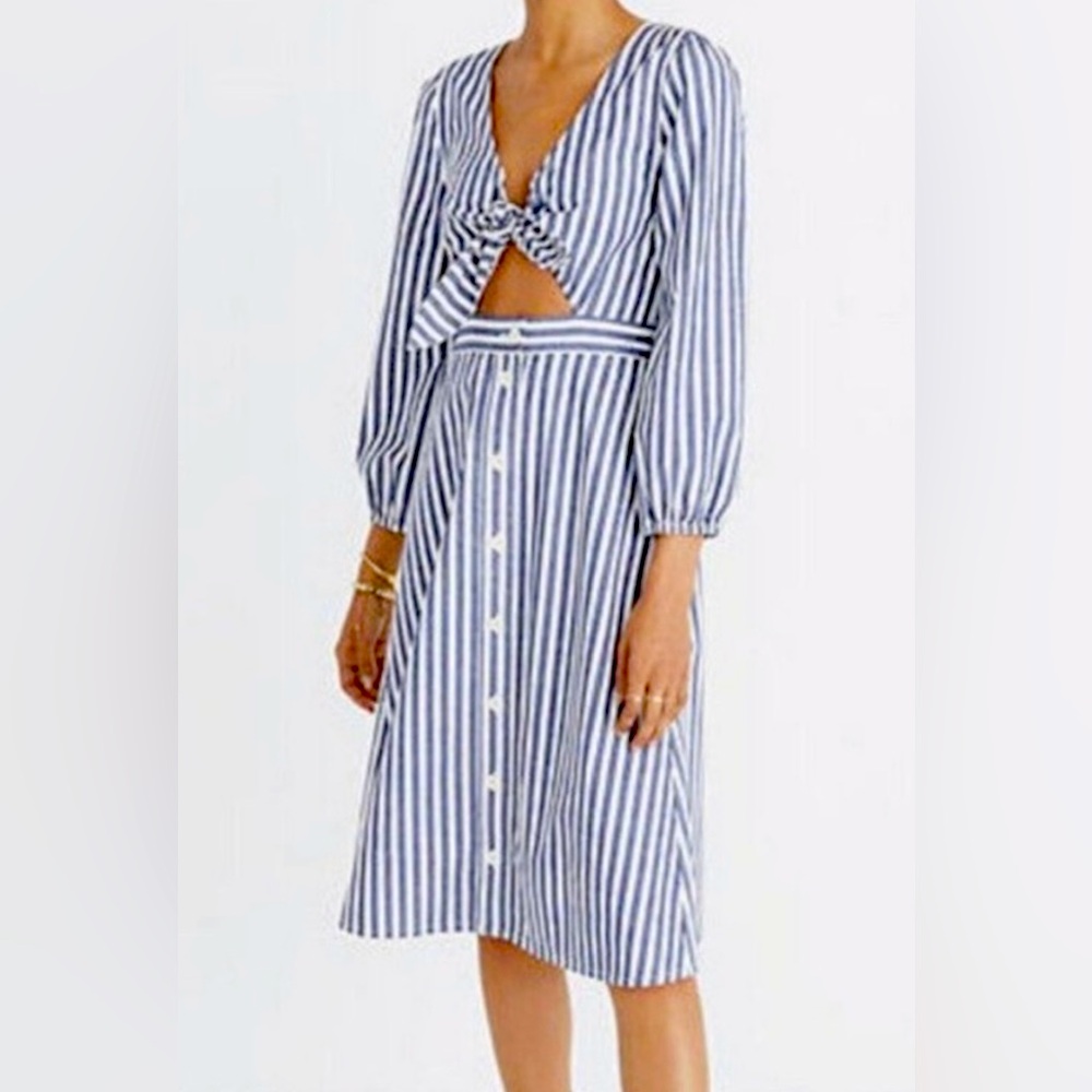 NWT! Madewell Shimmer Striped Midi Dress with Cutouts and Pockets, Size 4